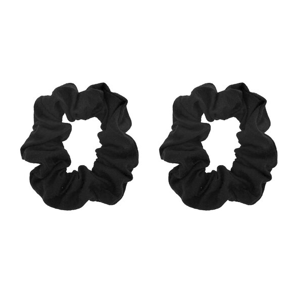 Set of 2 Soft Cotton Black Scrunchies - Gentle & Stretchy Hair Accessories - Picture 1 of 5